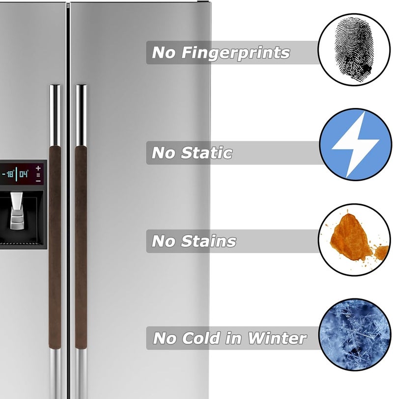 Daixers 3PCS Refrigerator Door Handle Covers Kitchen Decor Keep Appliance Clean Anti-Static Stains for Fridge Dishwashers Velvet (Brown) - Image 4